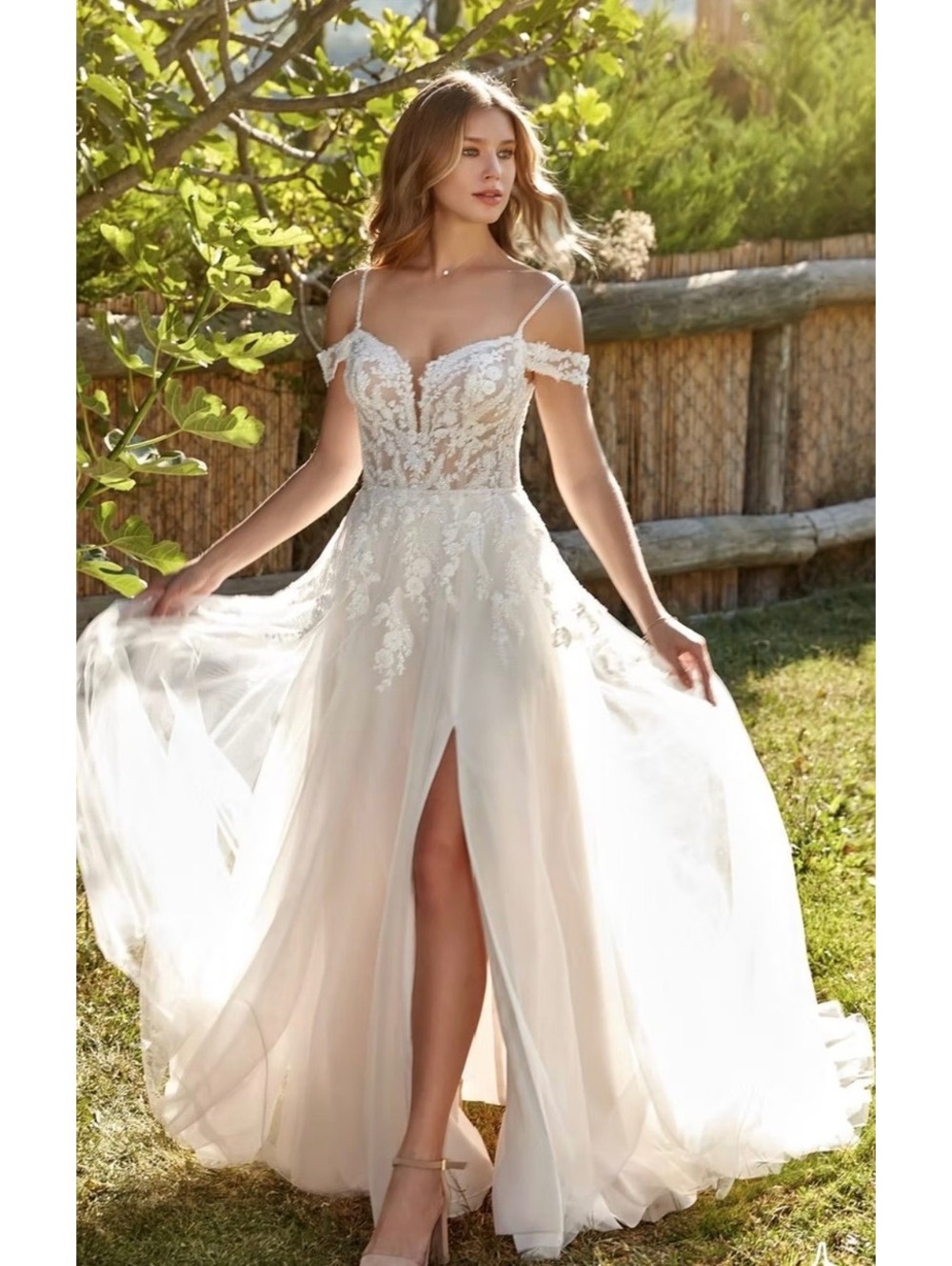NWT EDDY K - Natalie designer beaded a line wedding gown unaltered us size 14